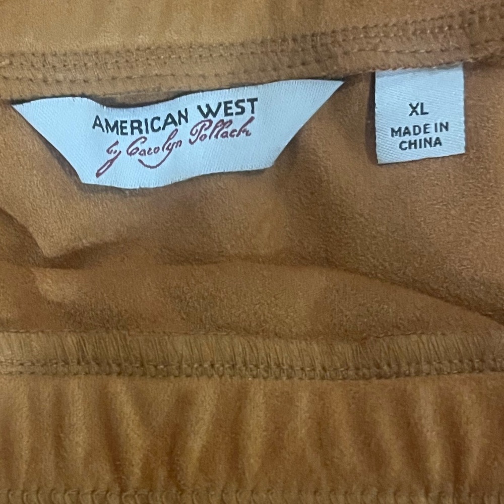 American West Camel Asymmetrical Fringe Midi Skirt - Picture 9 of 12